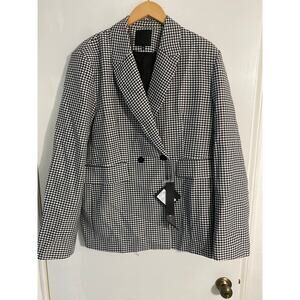Minaself blazer jacket women’s size XXL black white houndstooth NEW lined